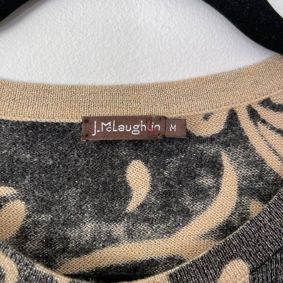 J. McLaughlin Metallic Floral Knit Cardigan Sweater M Pearl Buttons Cotton Modal - Picture 3 of 7